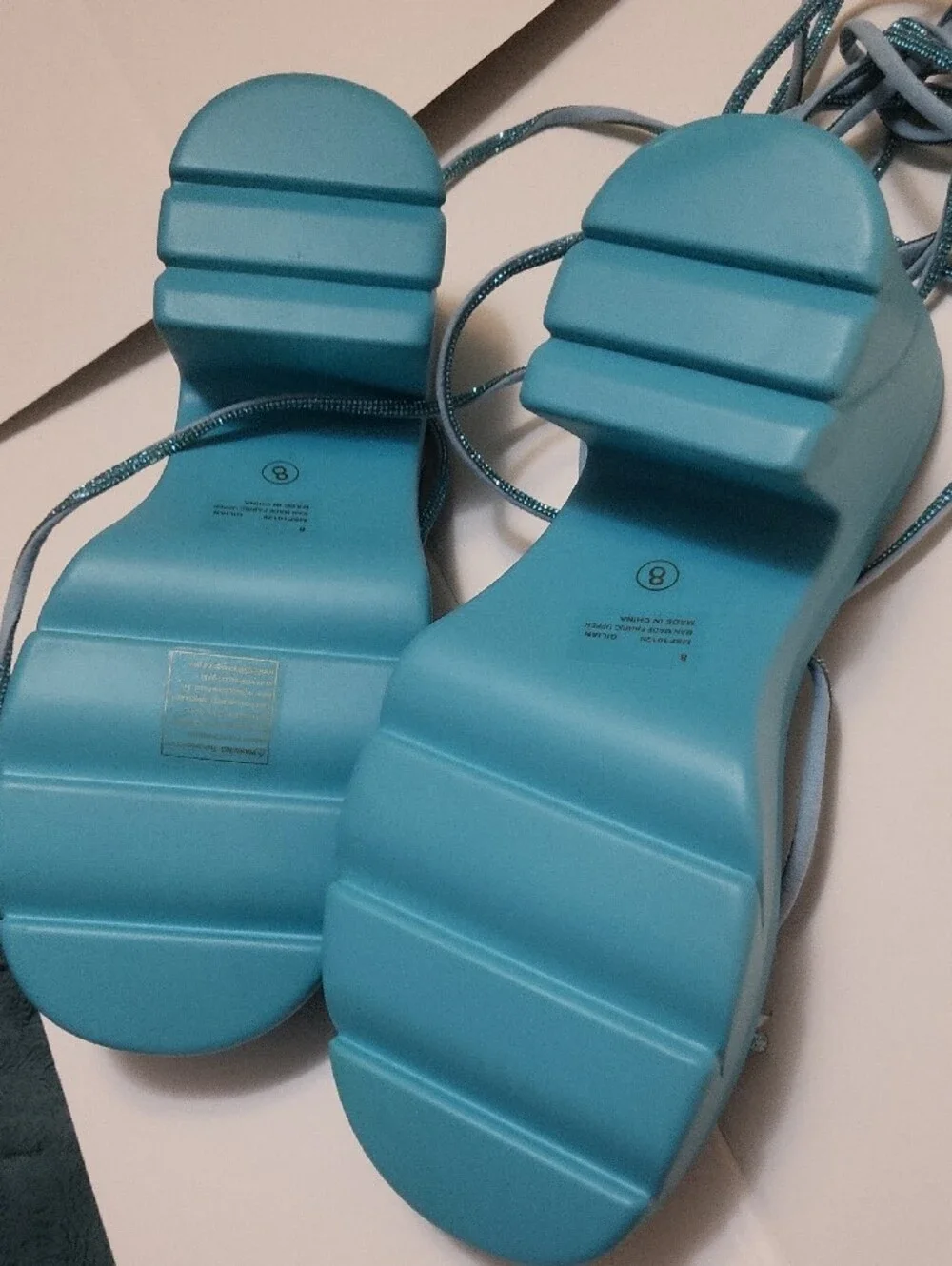 Cape Robbin Teal Turquoise Platform Wrap Sandals
